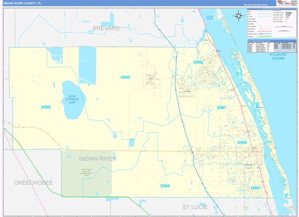 Indian River County, FL Wall Map Basic Style